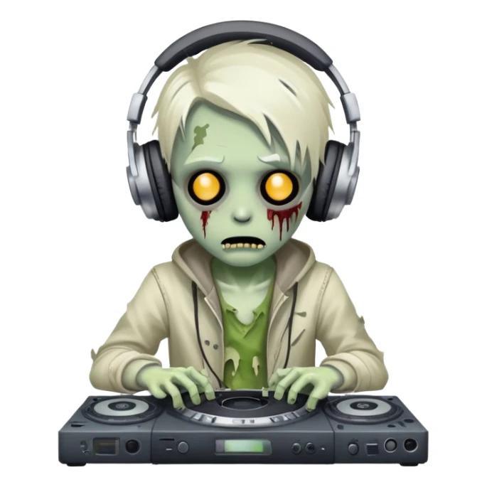 Zombie Dj cartoon cute young sticker