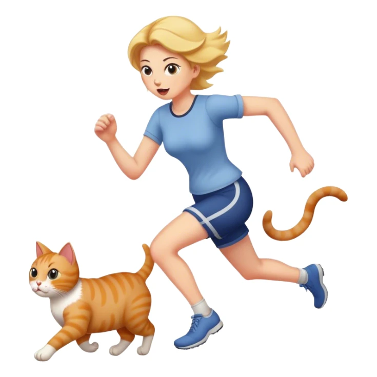 Woman stealing cat running sticker