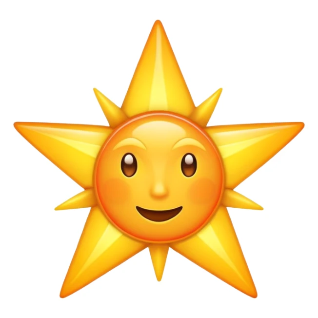 sun as a five-pointed star shape, yellow and orange sticker