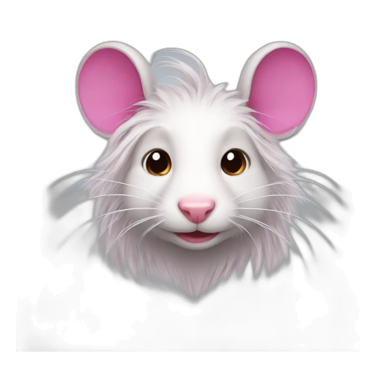 rat with dark pink long hair sticker
