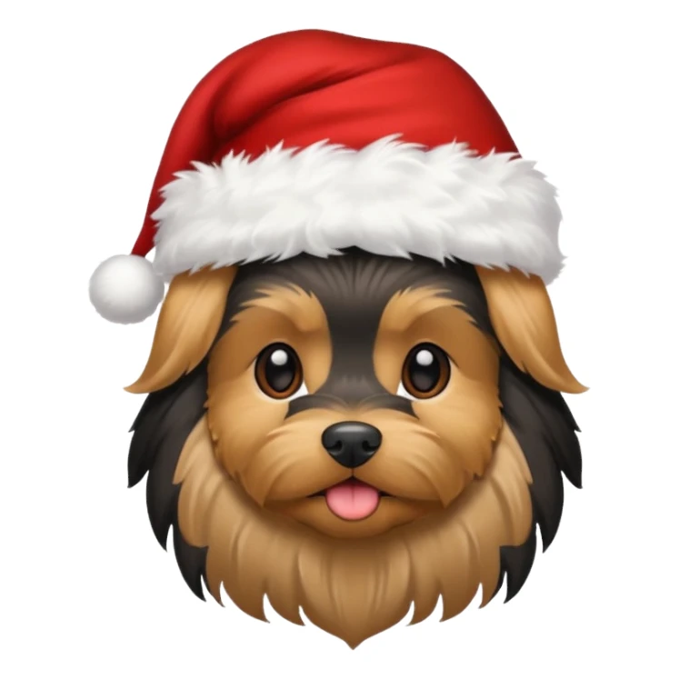 Yorkie wearing a Santa hat sticker