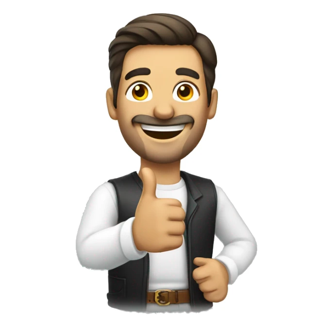 Smiling Spanish man showing thumbs up  sticker