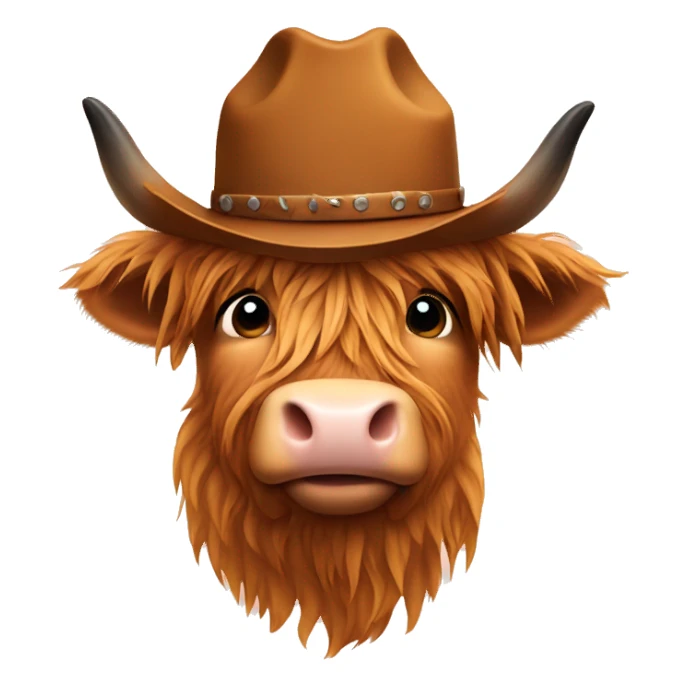 Highland cow wearing a cowboy hat sticker