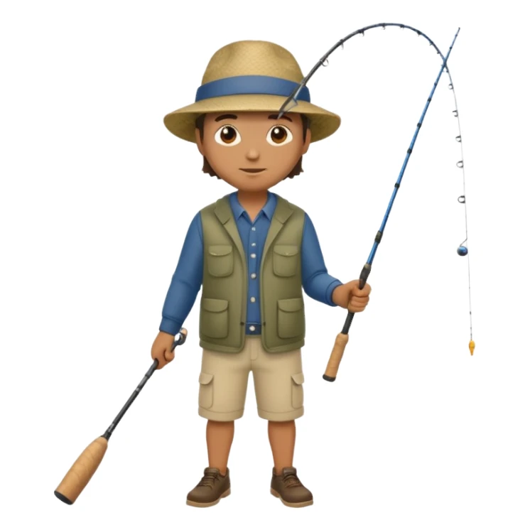 man casting a fishing rod, full body sticker