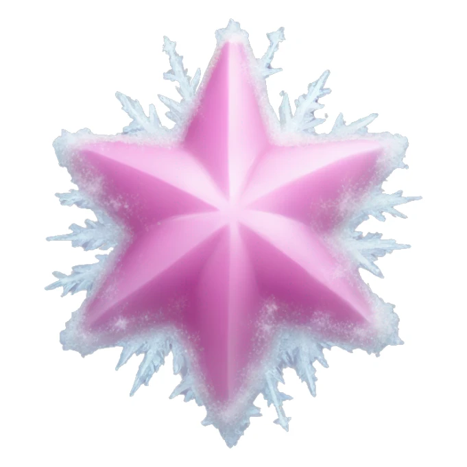 Pink ice frozen star with snow sticker