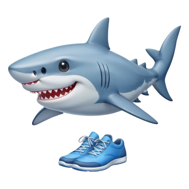 smiling shark in blue shoes sticker