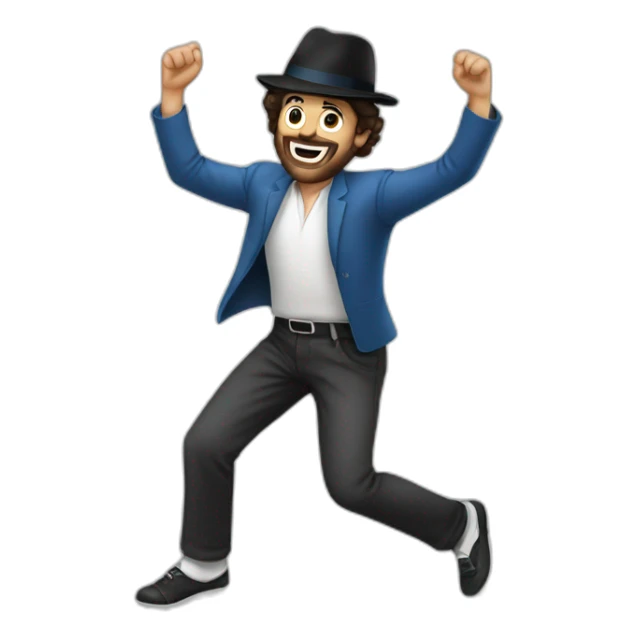 Jewish man disco dancing wearing kippah sticker