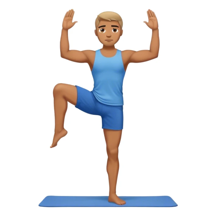guy blue short warrior2 yoga pose sticker