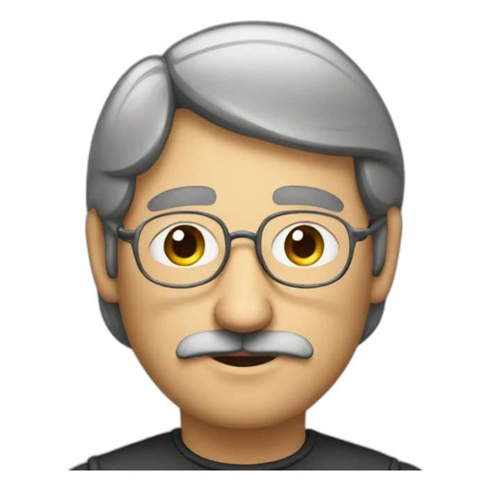 steve jobs with a mustache sticker