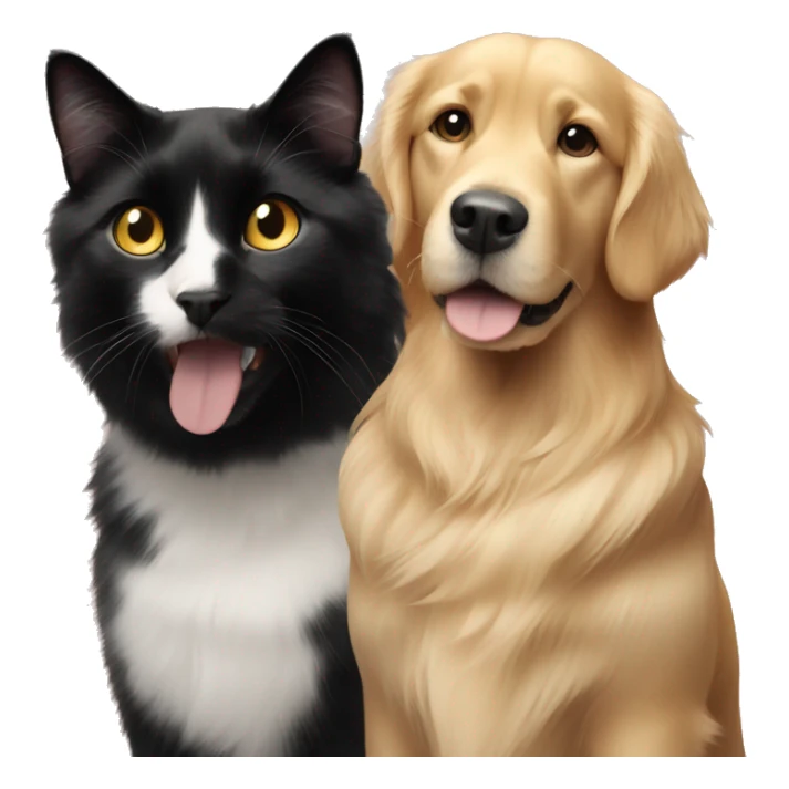 Black cat and golden retriever  sticker