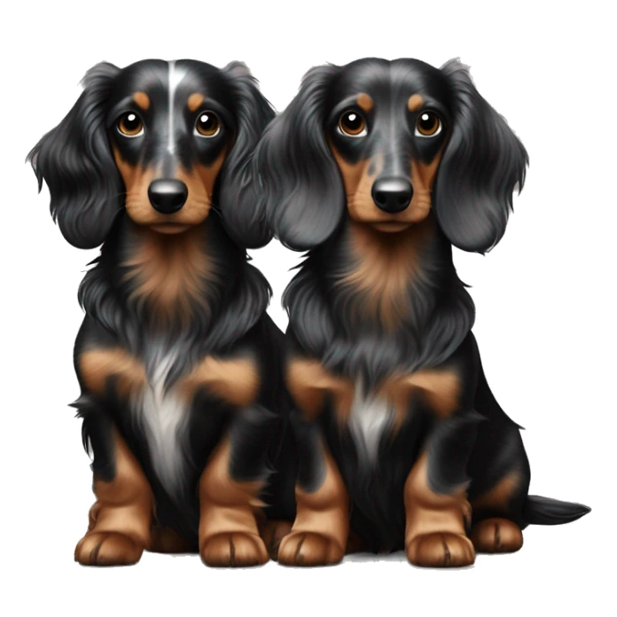 Two Tri Black Merle long haired Dachshunds together sticker