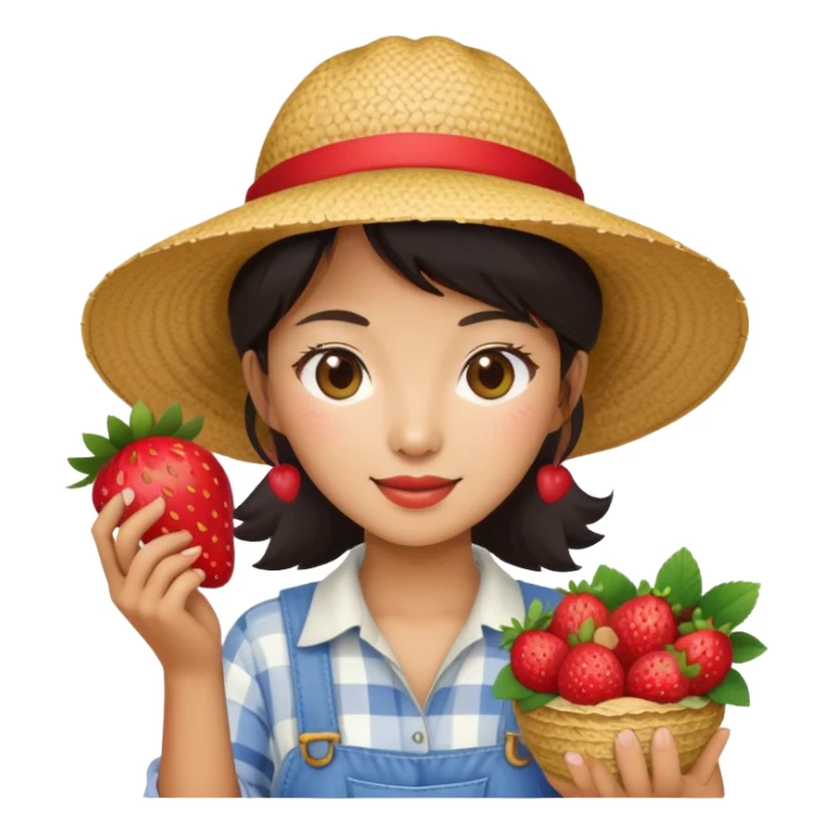 Female asian Strawberry farmer sticker