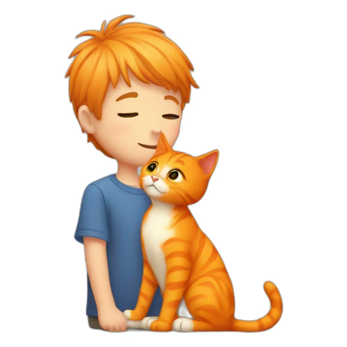 boy kiss orange cat sticker
