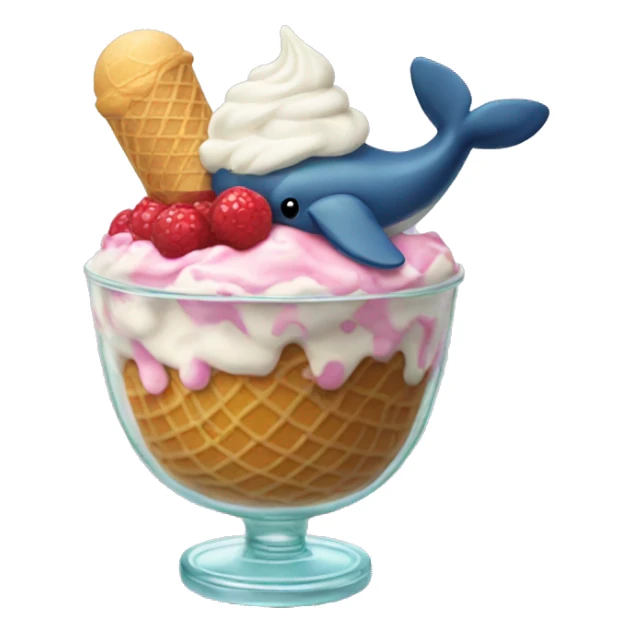 ice cream sundae with a whale on top sticker