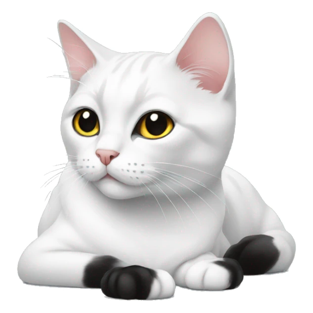 White cat with black patches sticker