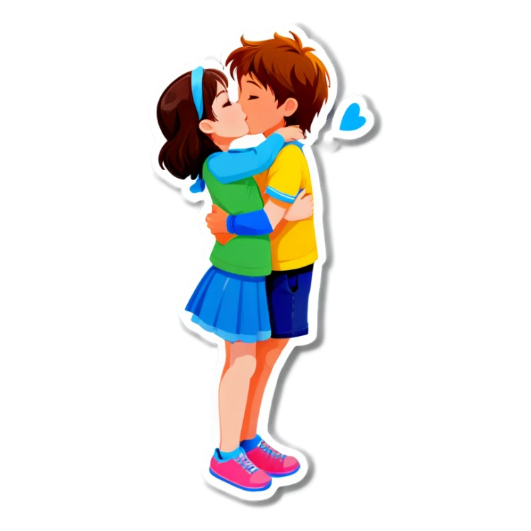 girl kiss a boy sticker