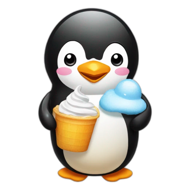 Pinguin avec une glace saveur vanille sticker