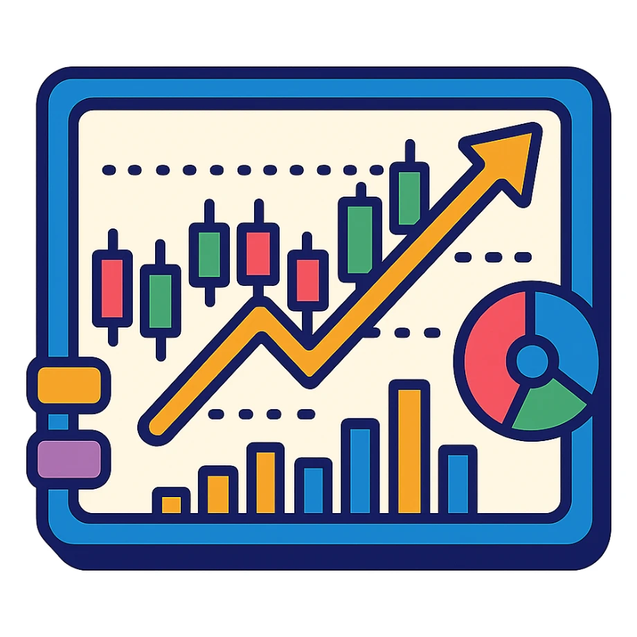 trading analytics chart in vibrant toon style sticker