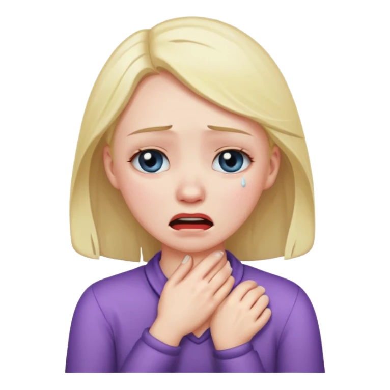 Girl holding neck and crying sticker