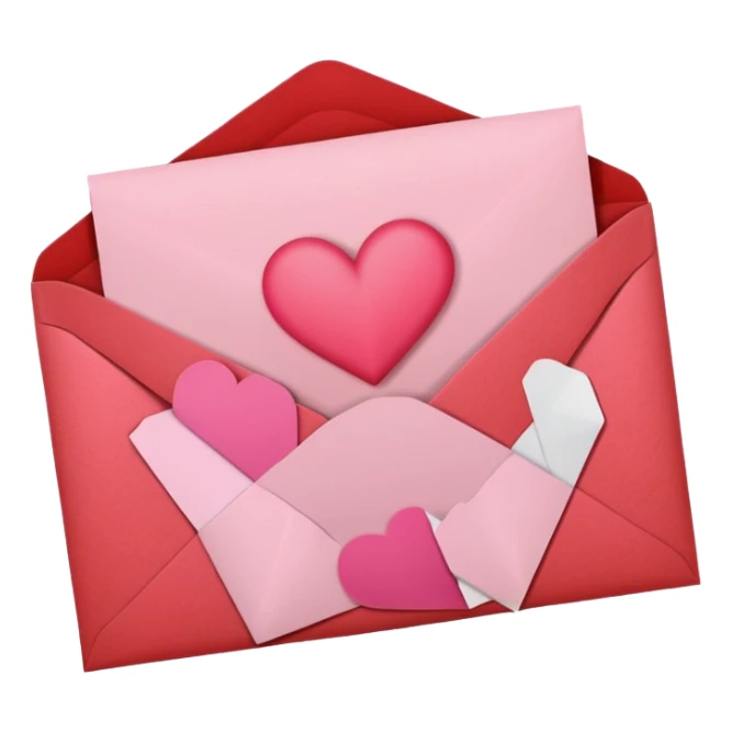 soft red envelope with a pink heart on the middle sticker
