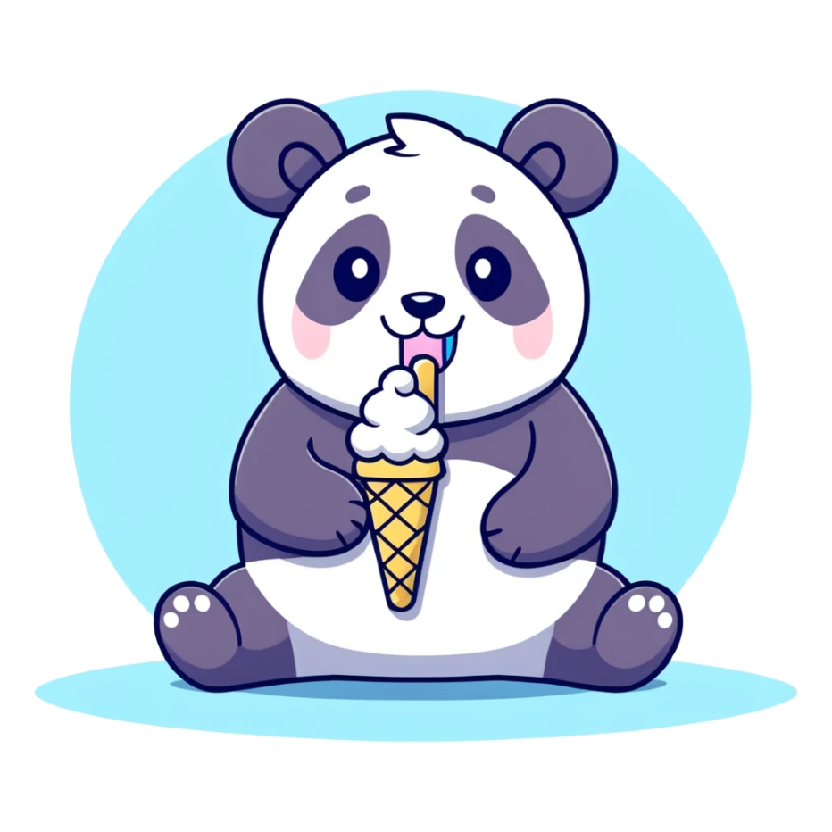 Panda eating ice cream sticker