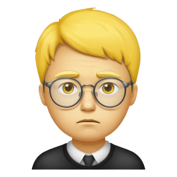 Una cara amarilla con lentes y que esté triste sticker