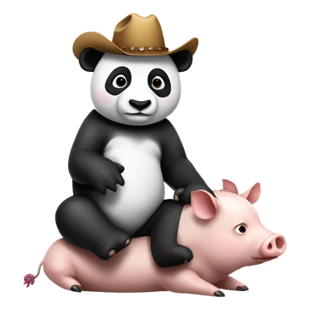 Panda riding a pig with cowboy hat sticker