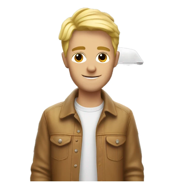 hip young blond man with orange VW campervan sticker