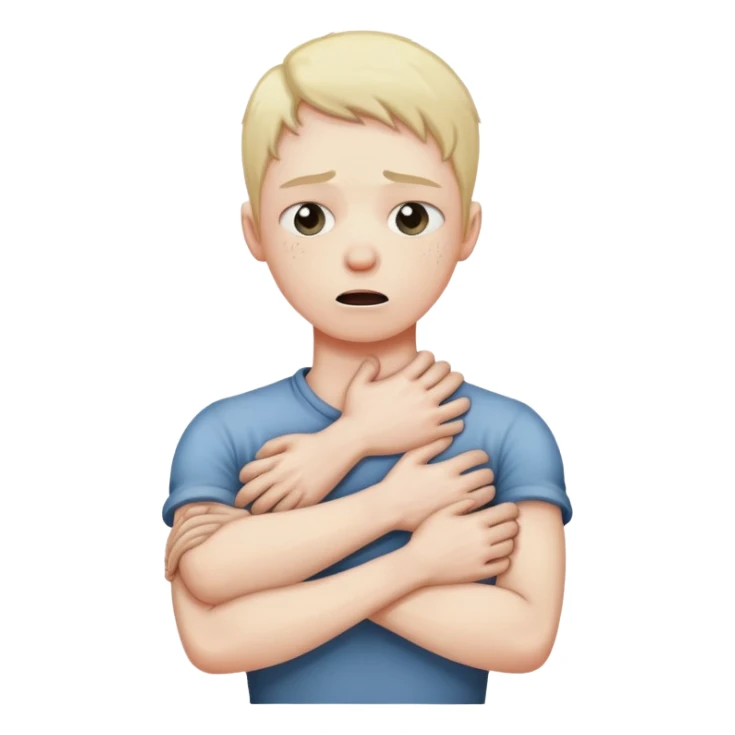 arms crossed over holding neck choking themself sticker