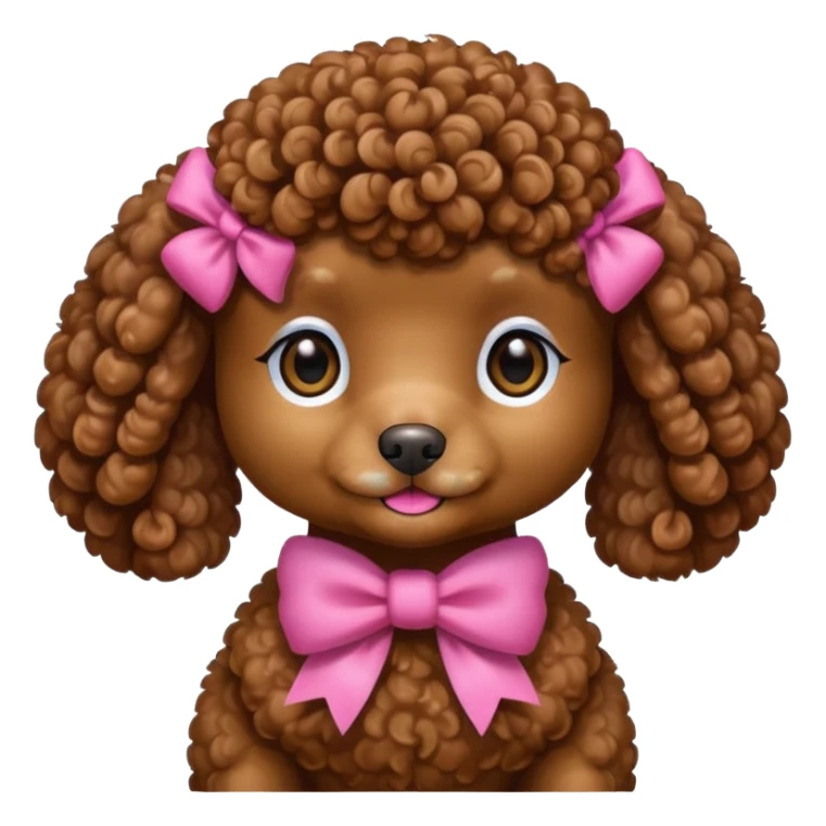 Brown toy poodle with pink bow sticker
