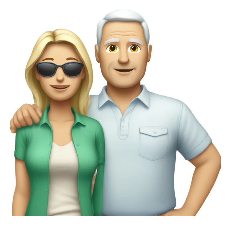 White heavyset middle-aged couple on the beach sticker