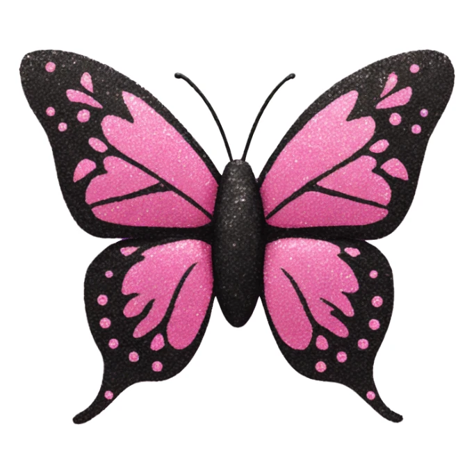 Pink and black glitter butterfly  sticker