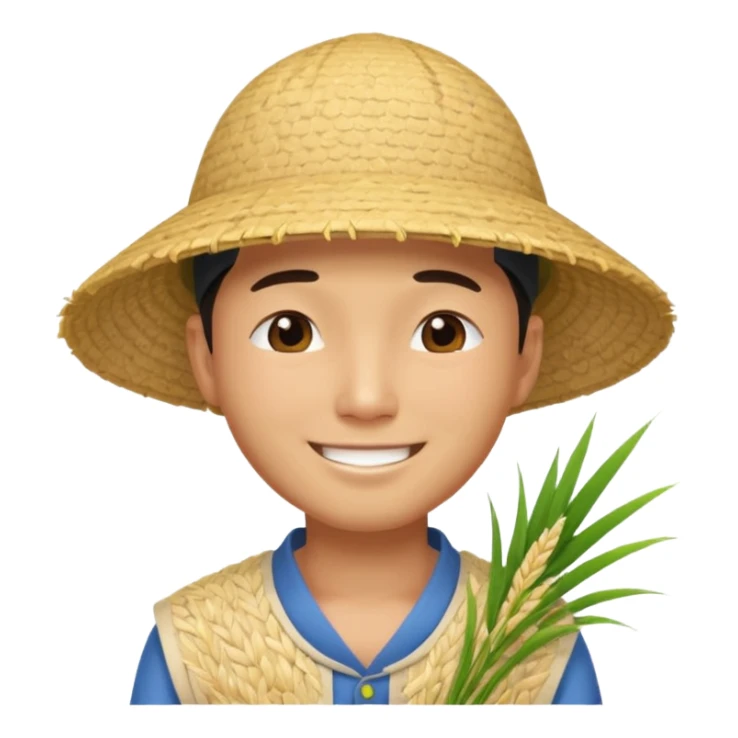 Asian guy with a rice hat, eyes closed sticker