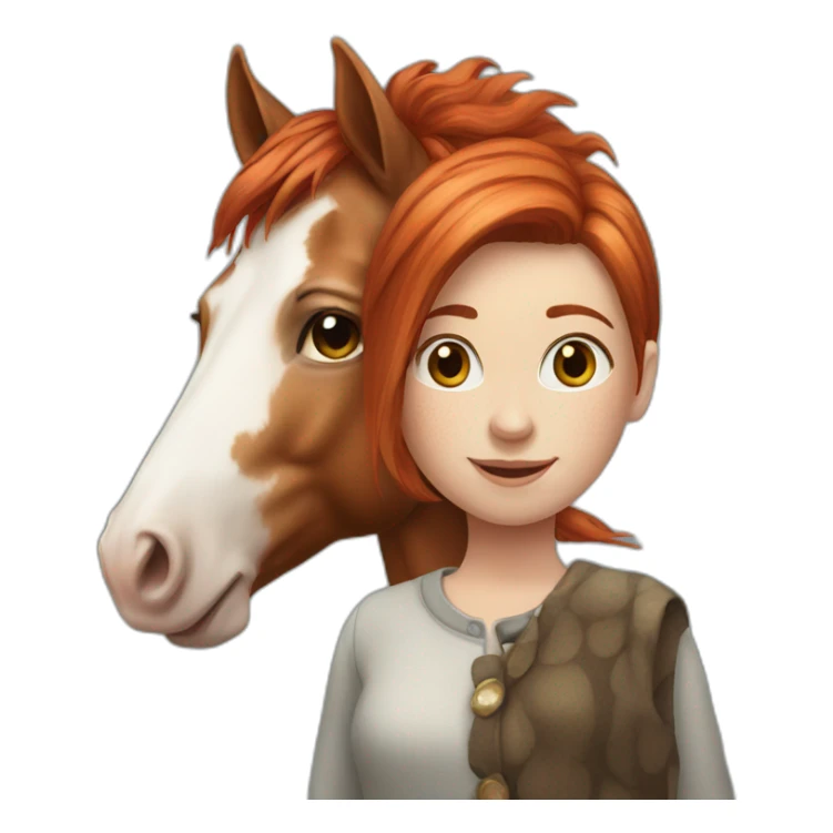 Red haired Girl with a spotted horse sticker
