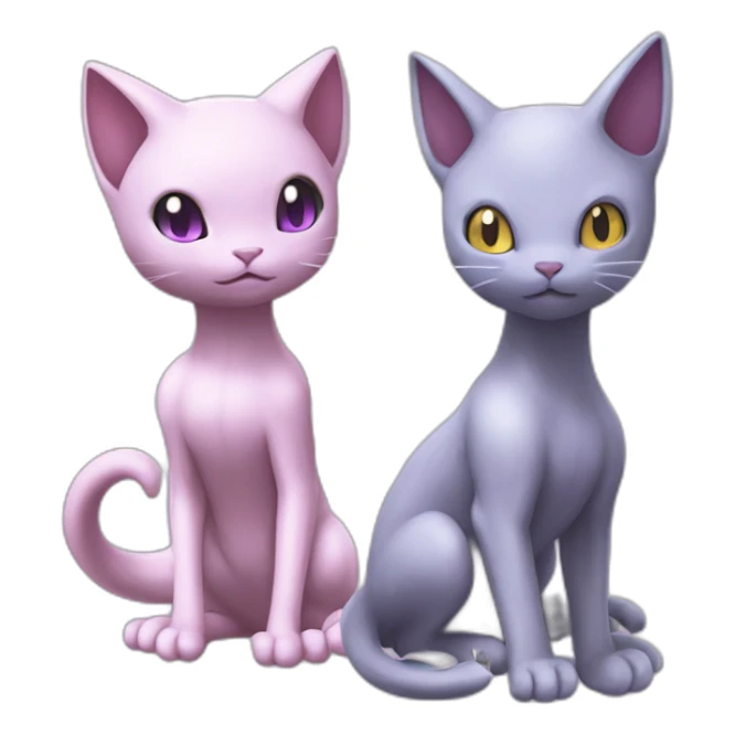 Mewtwo and mew pokemon sticker