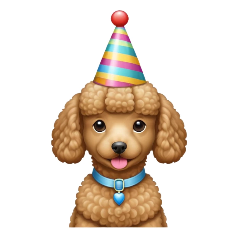 Poodle wearing birthday hat sticker