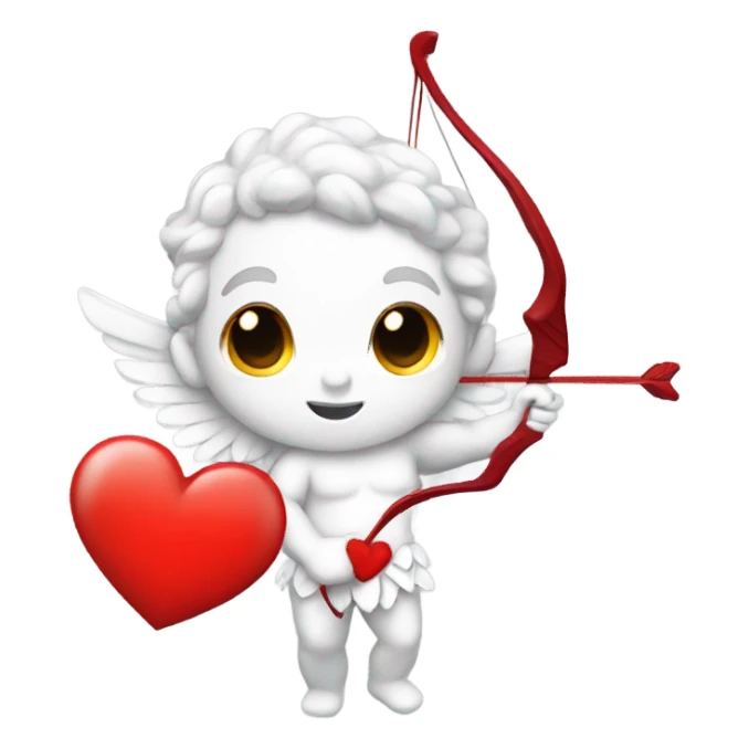 cupid white with a bow with heart red sticker