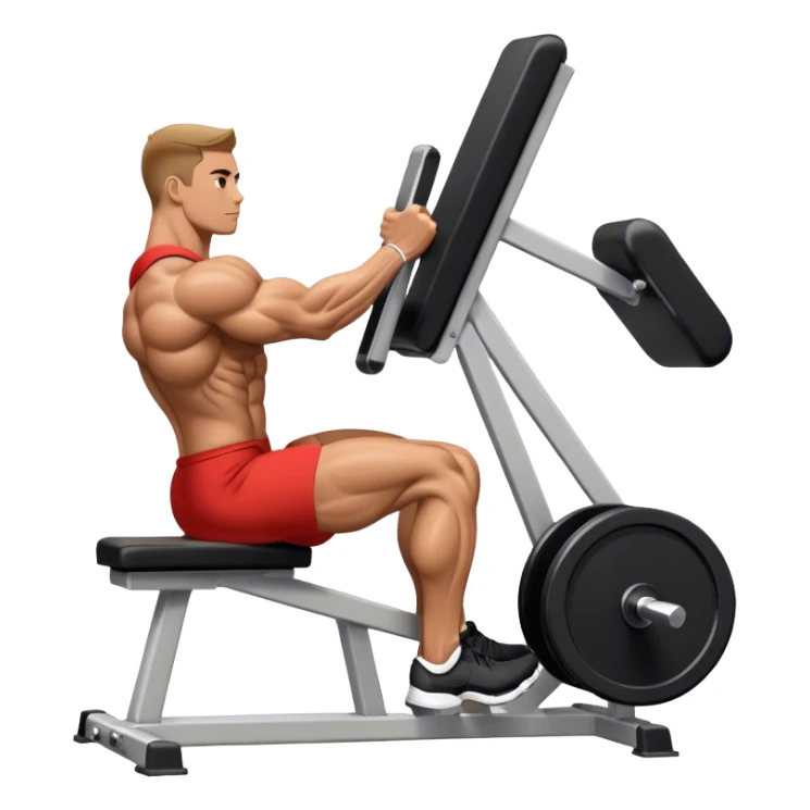 side-view bodybuilder seated weighted calf-raise machine lower leg exercise sticker