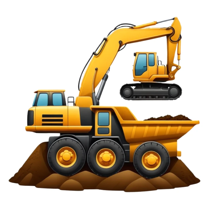 Excavator putting dirt in dump truck sticker