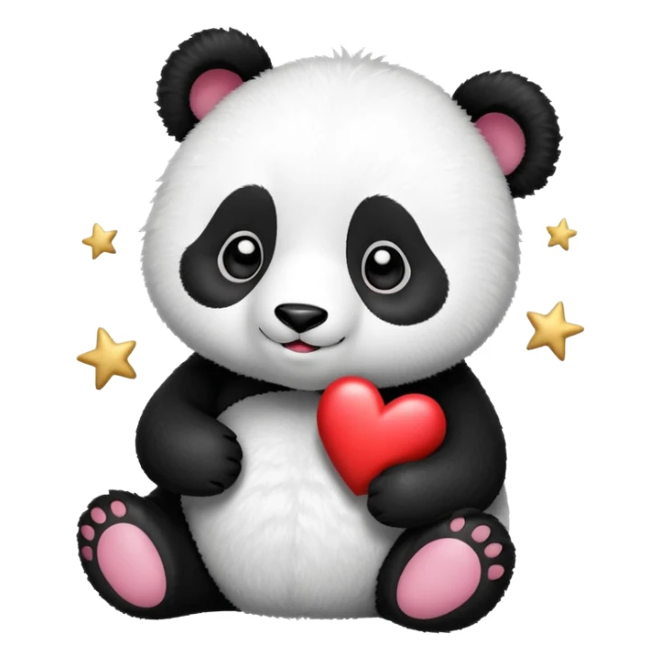 Panda with a heart and stars sticker