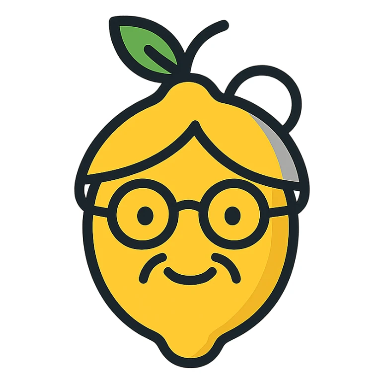 a lemon with grandmotherly features sticker