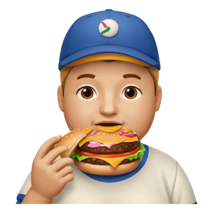 rotund person eating a burger sticker