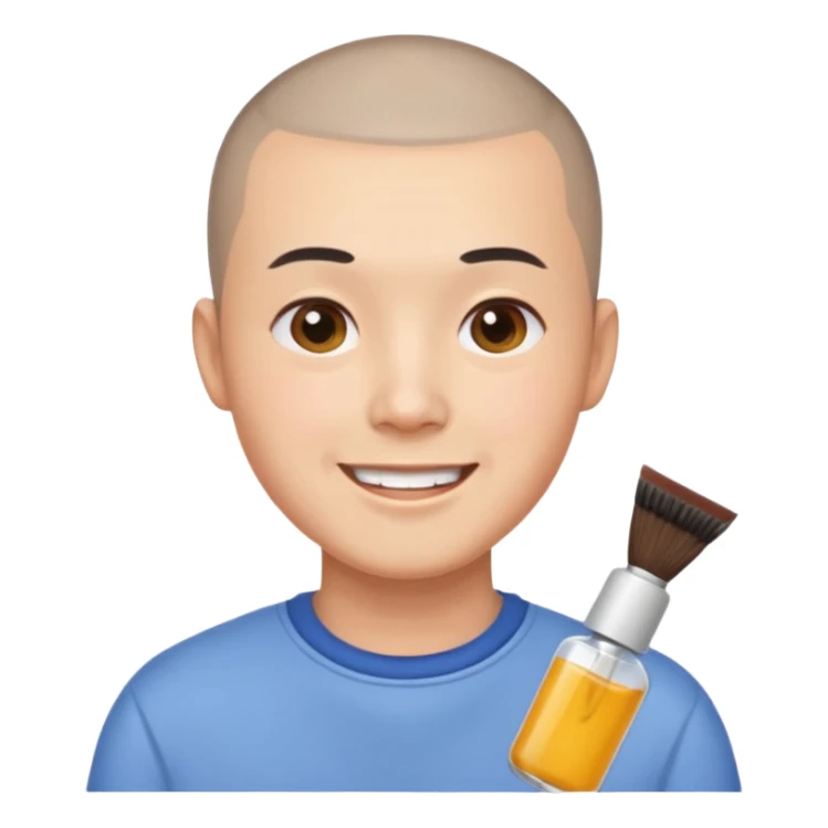 chinese man with buzz cut doing skincare sticker