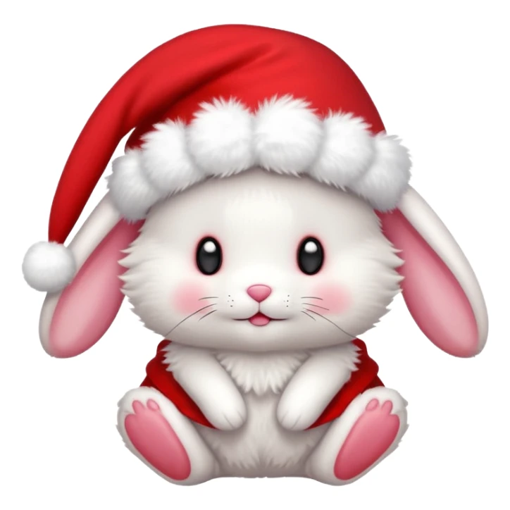 Peluche lapin noel cute bonnet sticker