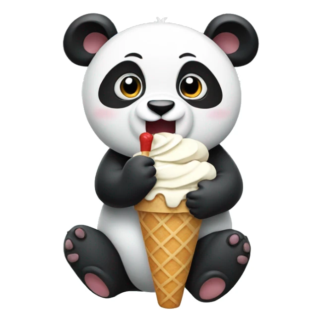 Panda eating ice cream sticker