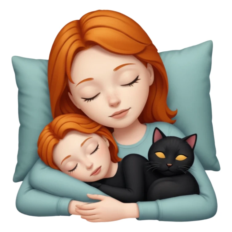 Ginger Girl sleeping with black cat sticker