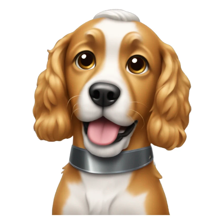 dog wearing a barber clipper sticker