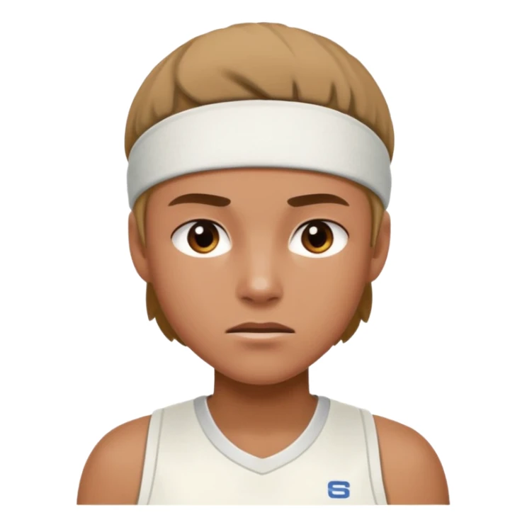 Tennis player with white sweatband sticker