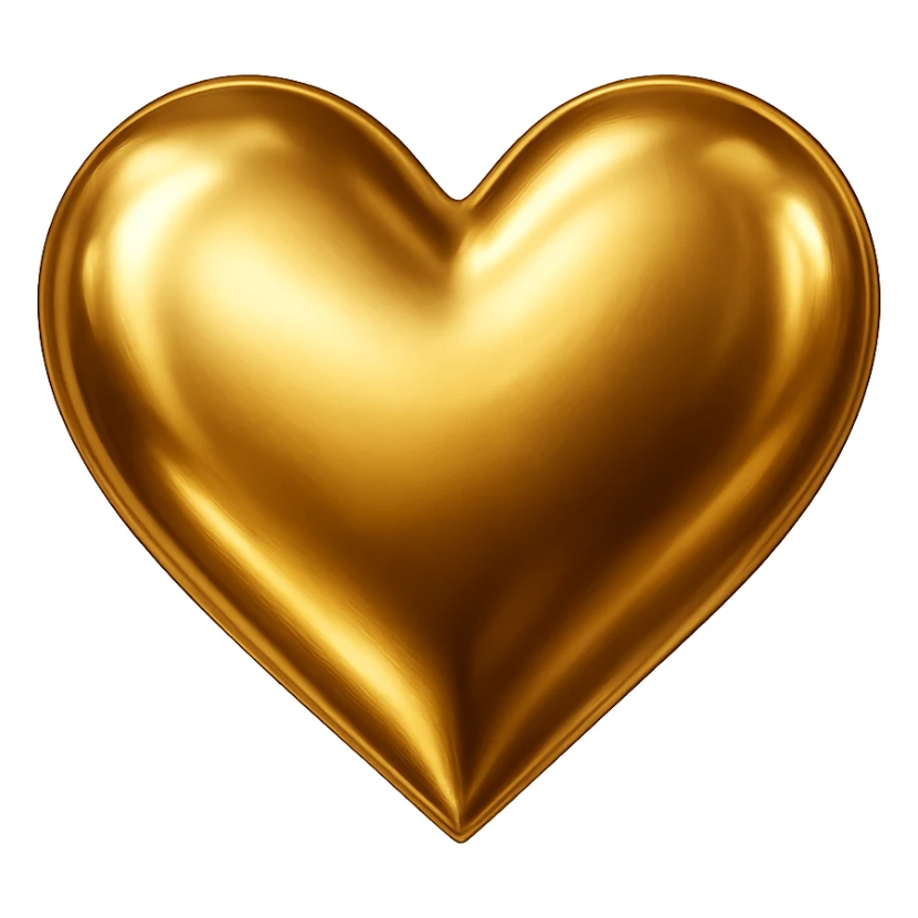 heart with a metallic gold finish sticker