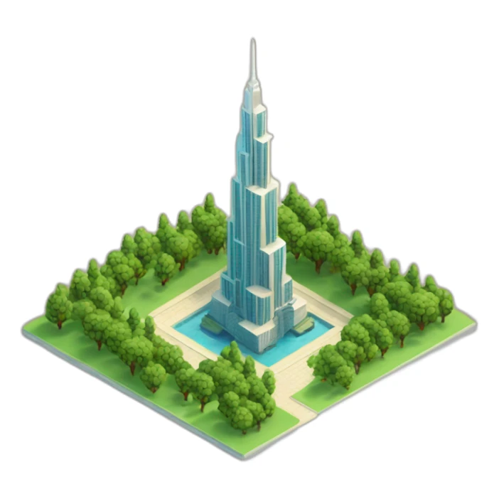 isometric 3d BURJ KAHLIFA WITH TREES sticker